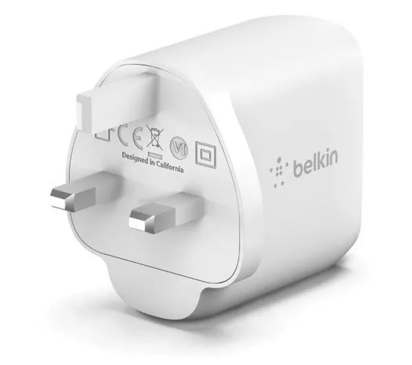 Dual USB-A 24 W Mains Charger - White
