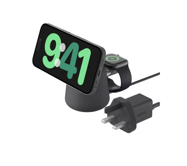 Boost Charge Pro Qi2 2-in-1 Magnetic 15 W Wireless Charger - Charcoal