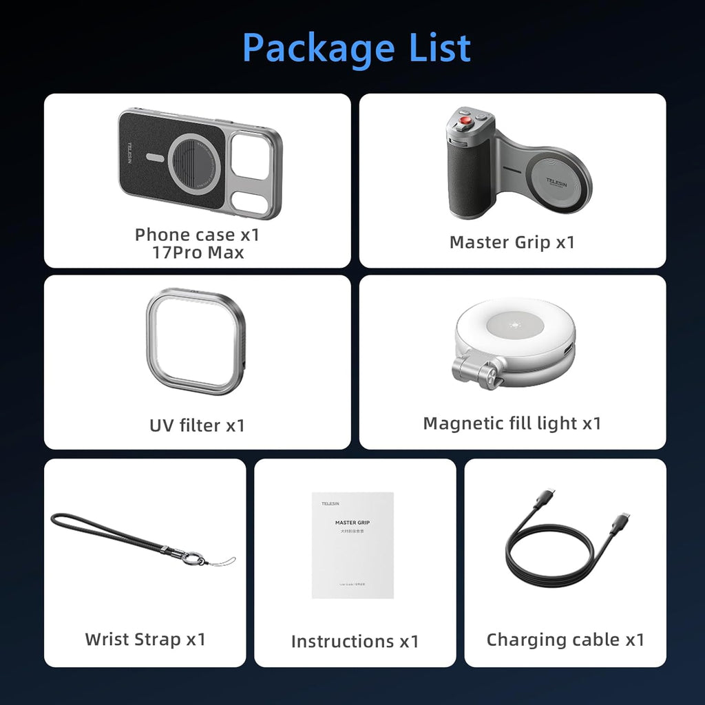 Magnetic Phone Camera Grip with Phone Selfie Light