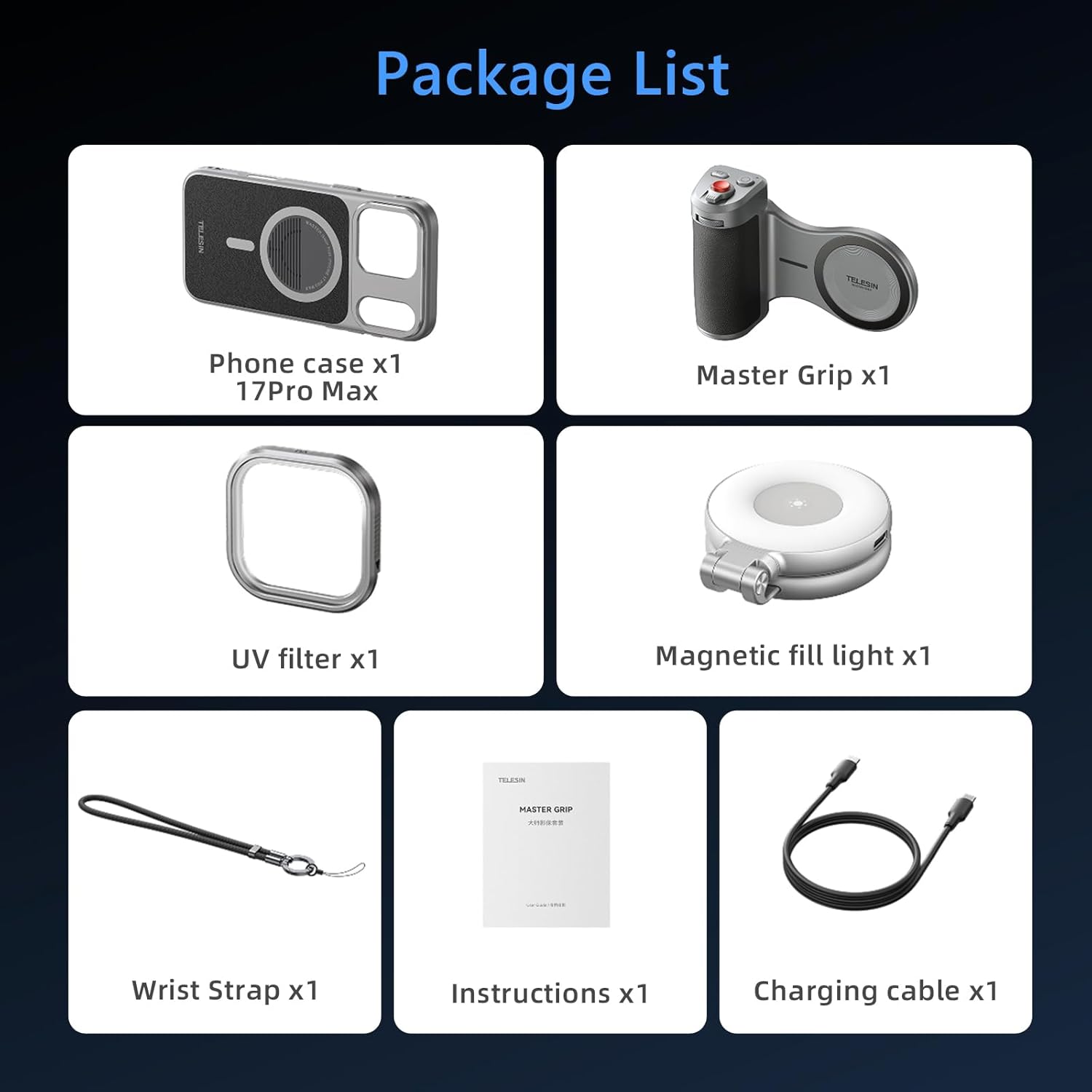 Magnetic Phone Camera Grip with Phone Selfie Light